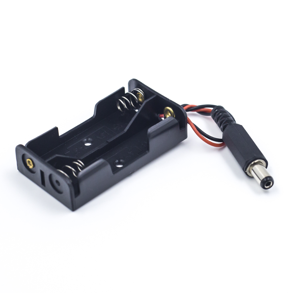 Батарейный отсек (держатель) для 2 батареек АА, без крышки с DC штекером